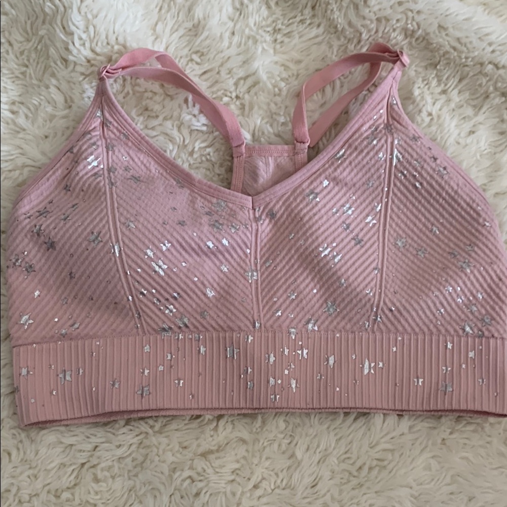 💎PINK 🩷Pink and Silver Star-Patterned Bralette